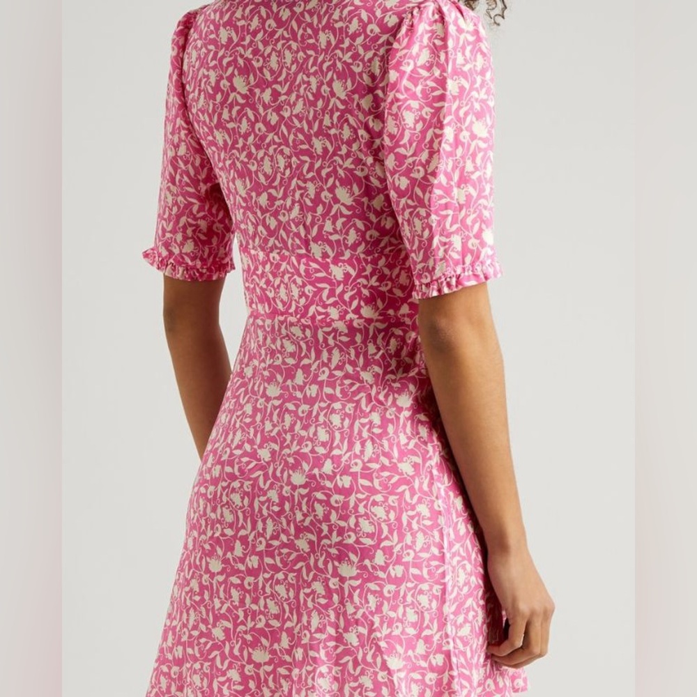 RIXO Lilita Tie-Detailed Ruched Silk-Crepe Mini Dress in pink Size M - Picture 4 of 10